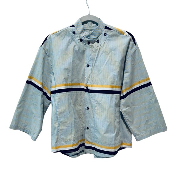 Henrik Vibskov Striped Colorblock Shirt 3/4 Sleeve Avant Garde XS - Picture 5 of 8